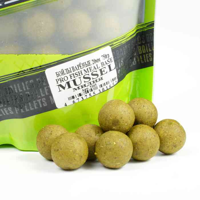 Бойлы варёные MINENKO (Мидия) PRO FISH MEAL MUSSEL 20мм (Zip-lock)